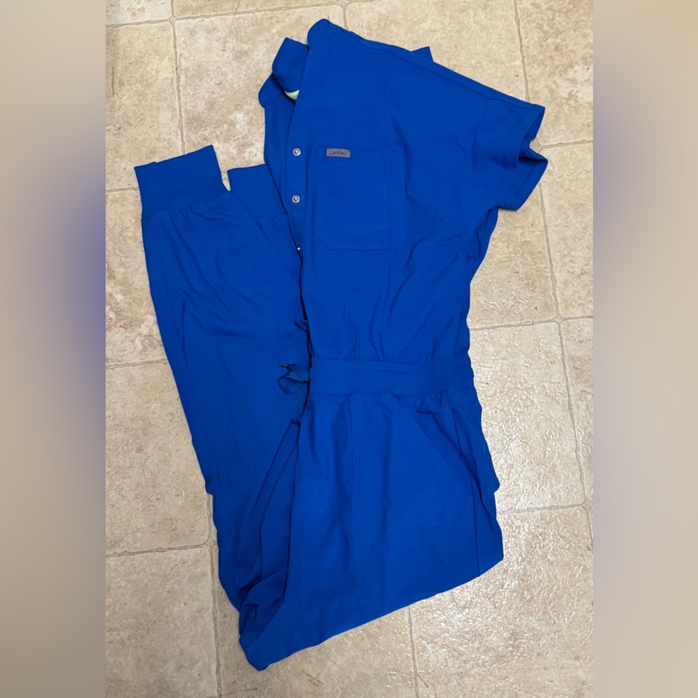 Landau 8-Pocket Cargo Scrub Jumpsuit Royal Blue NEW - Picture 8 of 11